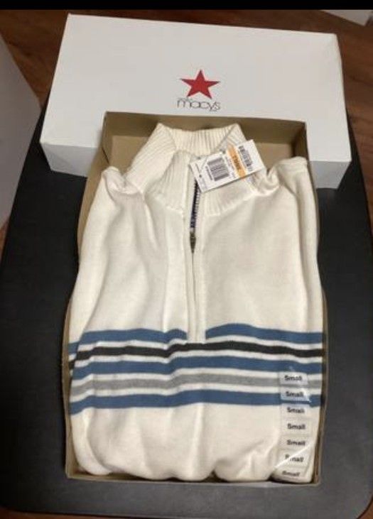 John Ashford Chest Stripe Quarter-Zip Sweater