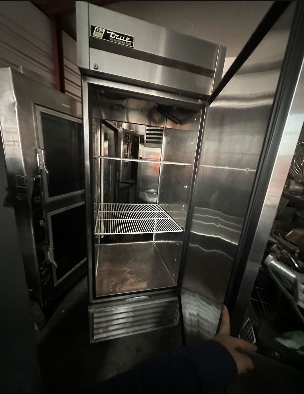 Stainless Steel Glass Door PASS-THRU Refrigerator (1) Solid Door and (1) glass door
