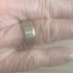 Jesus With Cross Gold And Silver Ring Size 7 Unisex