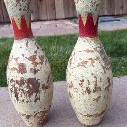 Pair of Vintage Wooden  Bowling Pins