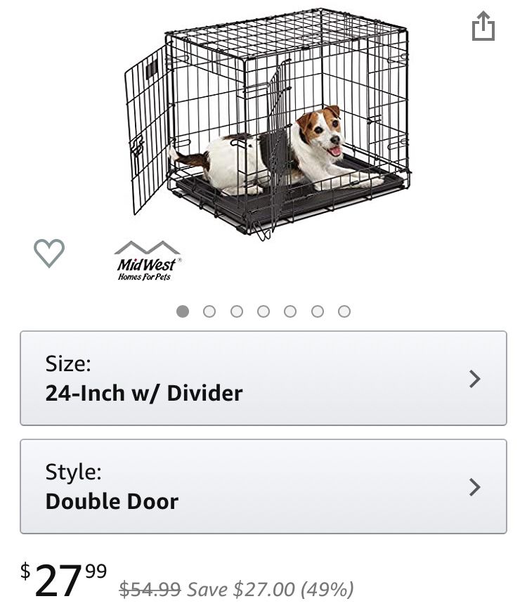 Dog crate for small dog $15 (new is $54.99)