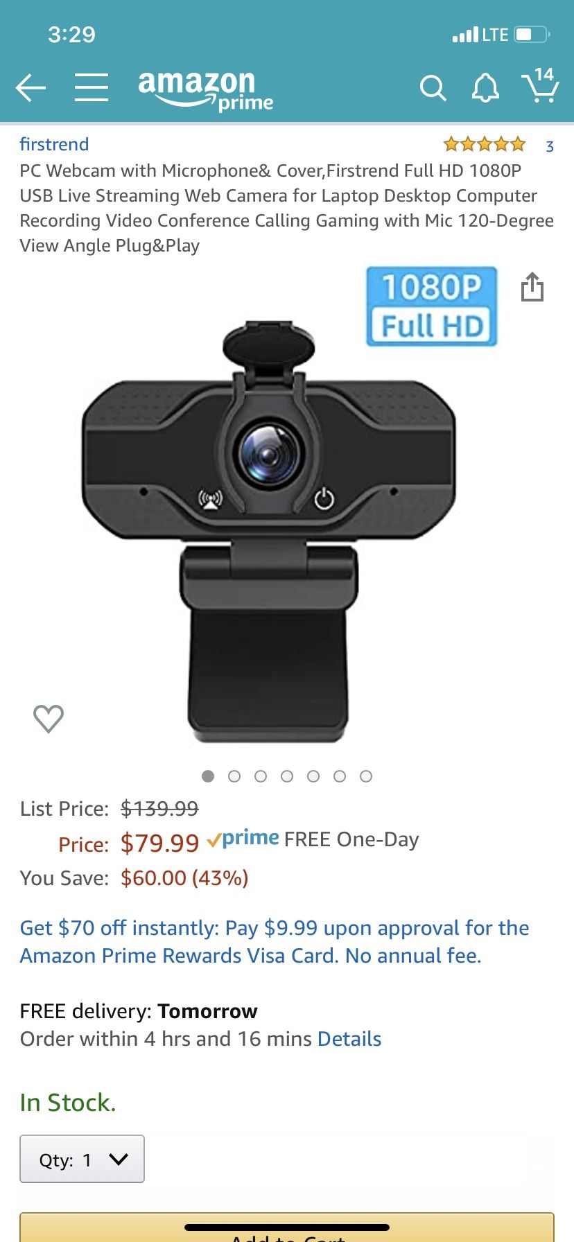 PC Webcam with Microphone& Cover,Firstrend Full HD 1080P USB Live