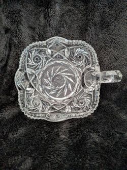 Vintage press cut glass with handle