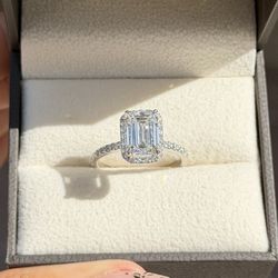 Emerald Lab Diamond Engagement Ring 