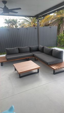Outdoor wood patio set