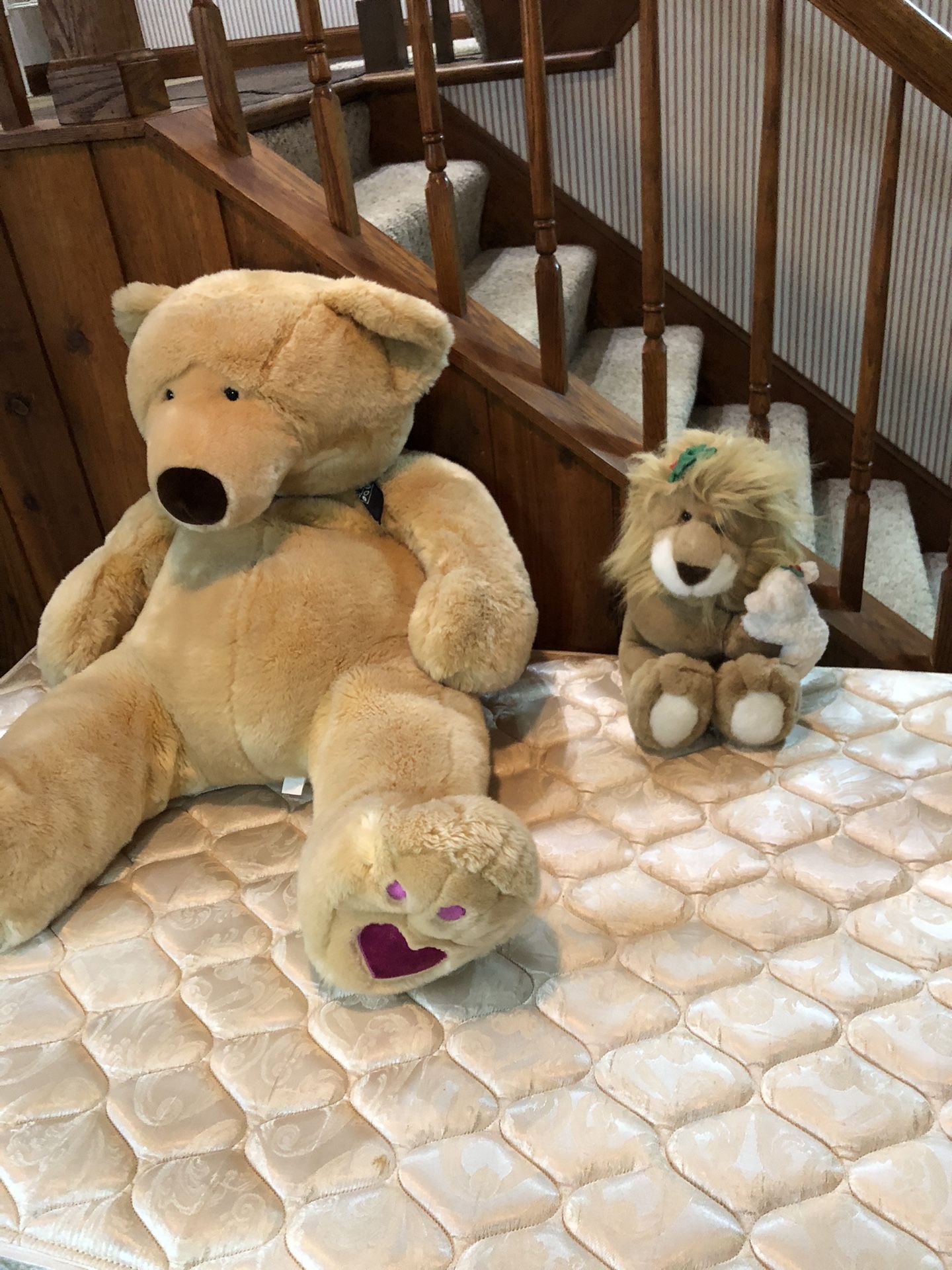 Giant Plush Bear & Small Plush Lion 