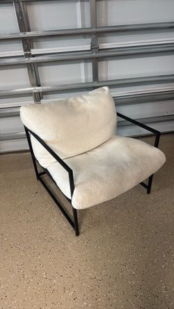 Free! White Accent Chair with Black Metal Frame