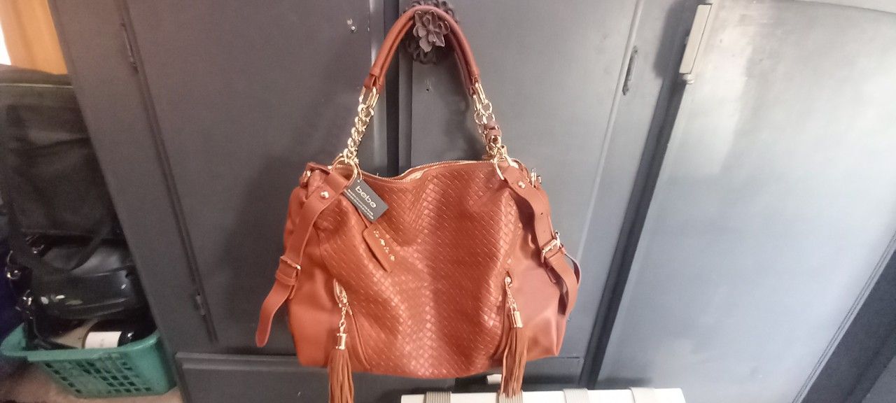 Large Bebe Genuine Leather Shoulder Bag