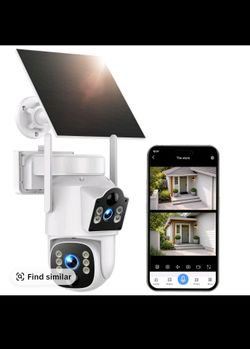 4G LTE Cellular Security Camera (Subscription required), Dual Lens 360° PTZ Auto Tracking Solar Camera Outdoor Wireless with SIM Card, 2K HD Color Nig