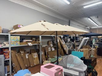 Large Beige Patio Umbrella 14 FT Wide