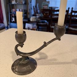 Vintage ornate pewter candle holder