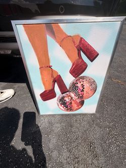 Framed Disco Ball Heels Canvas Wall Art