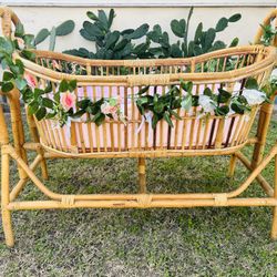 Vintage Rattan Bassinet 