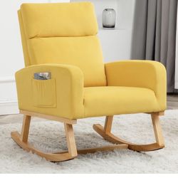 Velvet rocking chair yellow