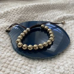 Gold Beaded Bracelet With Rope Ties