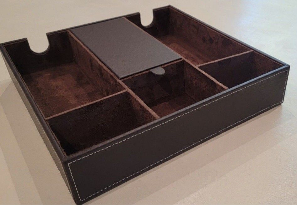 Brown Faux Leather Valet Tray Organizer