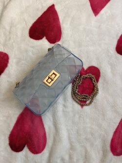 Clear Blue Jelly Quilted Mini Crossbody Bag