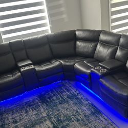 leather sectional sofa (black) 