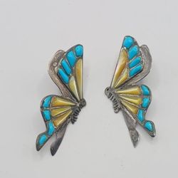 Zuni Sterling Butterfly Earrings 