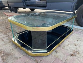 Vintage Hollywood Regency Style Black Lacquer and Glass Floating Coffee Table
