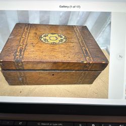 Antique Victorian Wooden Box with Inlay 