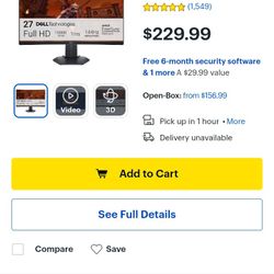 Dell Curved 27 Inch Led Monitor/tv