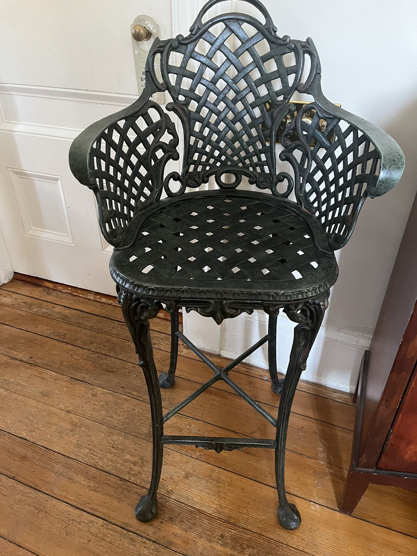 Heavy Wrought Iron Directors Chair/barstool