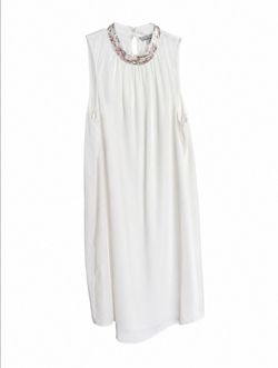Women's H&M Ivory Embellished Neckline Shift Dress – Size 6