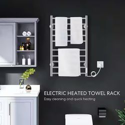 Electric Heated Towel Warmer Rack Wall Mounted Stainless Steel Bathroom Heater