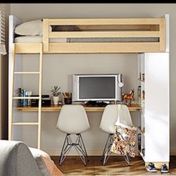 Bed With Desk And Library . 