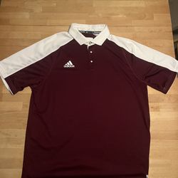 Adidas Climalite Perforated Coaches Polo Shirt, Size Large, Grey Burgundy