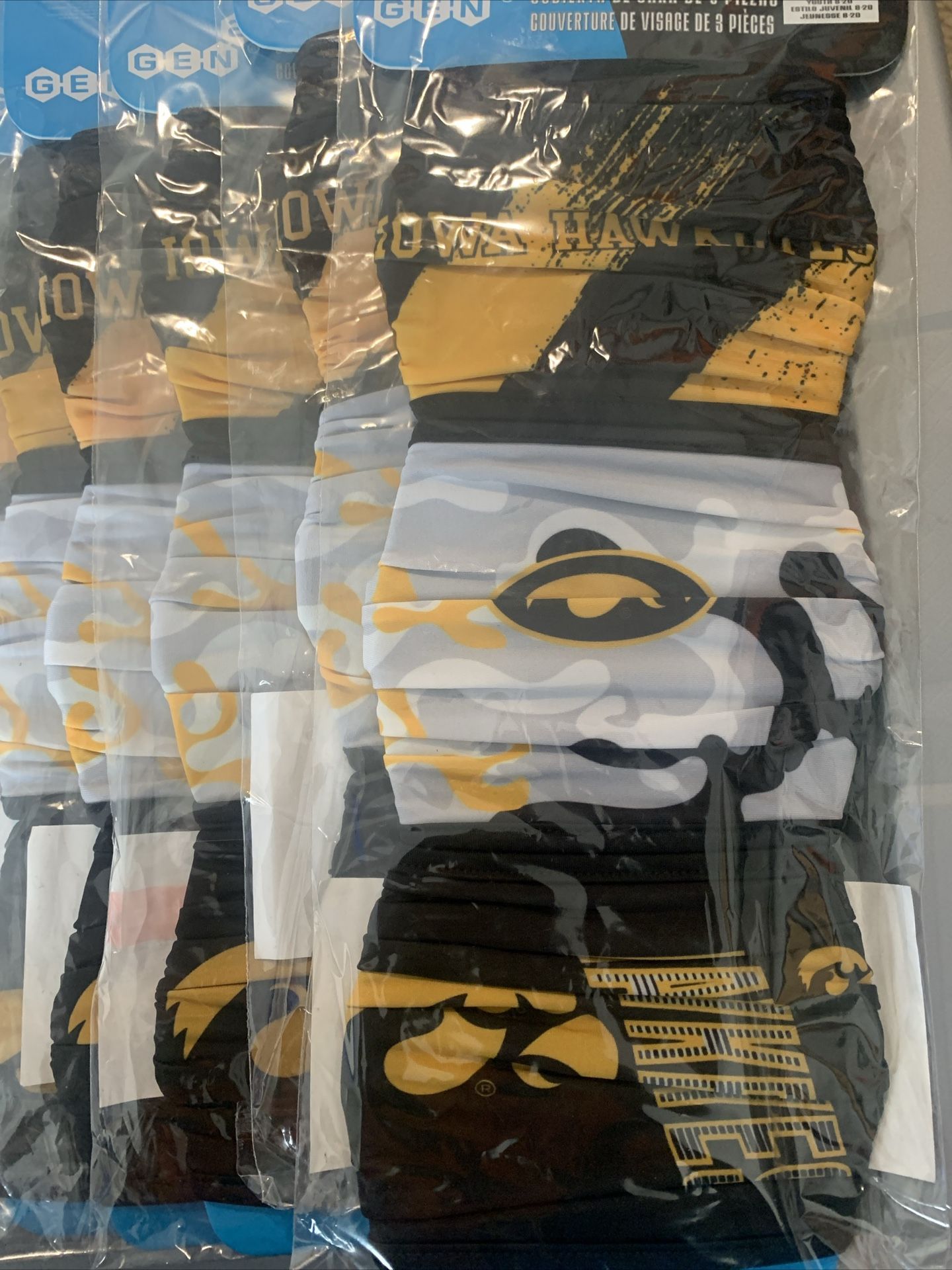 Iowa Hawkeyes Face Cover Mask Reusable Variety Pack 3 Ct.