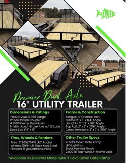 6x16 Tandem Axle Utility Trailer