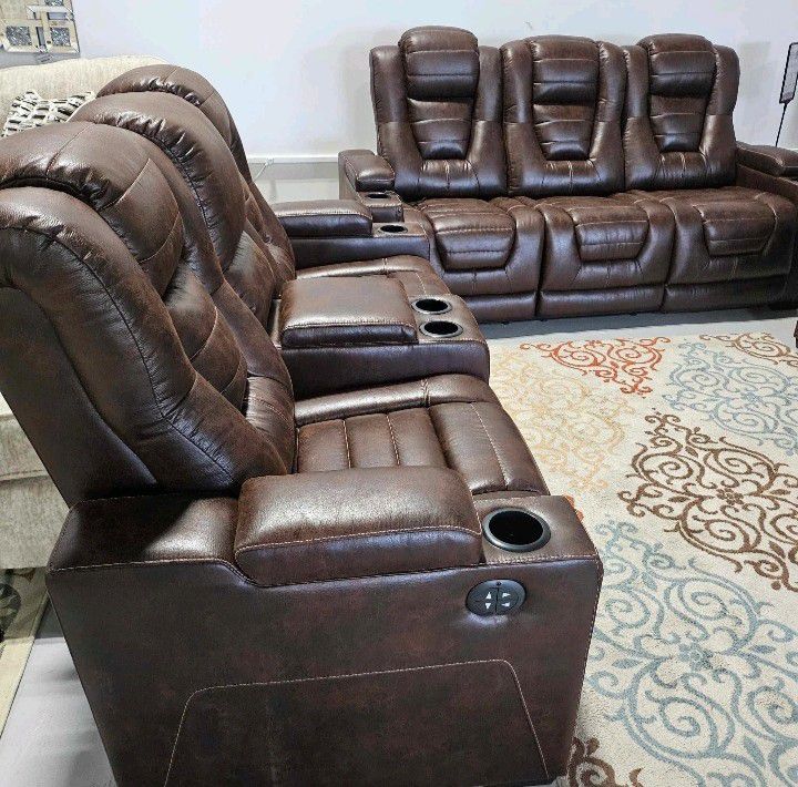 Owner's Box 2pc Reclining Sofa and Loveseat Livingroom Set, Furniture 