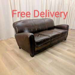 Restoration Hardware RH Parisian Leather Sofa Couch Free Delivery