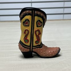 Dept 56 Western Cowboy Boot Collectible Paperweight Heavy Metal 4” Miniature