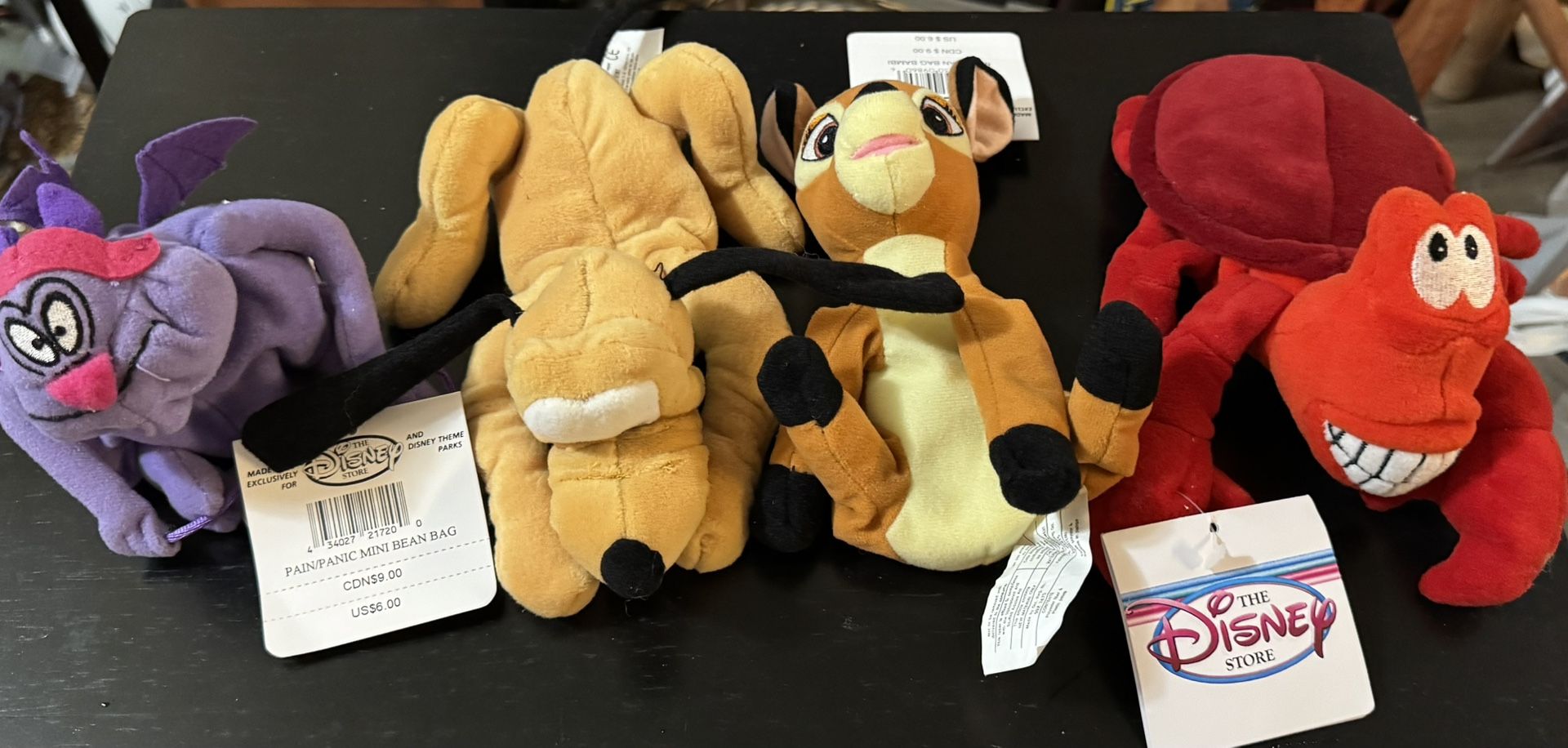 The Disney Store 8” and 9” Mini Bean Bag Characters. Brand New With Tags. $10.00 Each