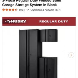 Husky 3-Piece Regular Duty Welded Steel Garage Storage System in Black 