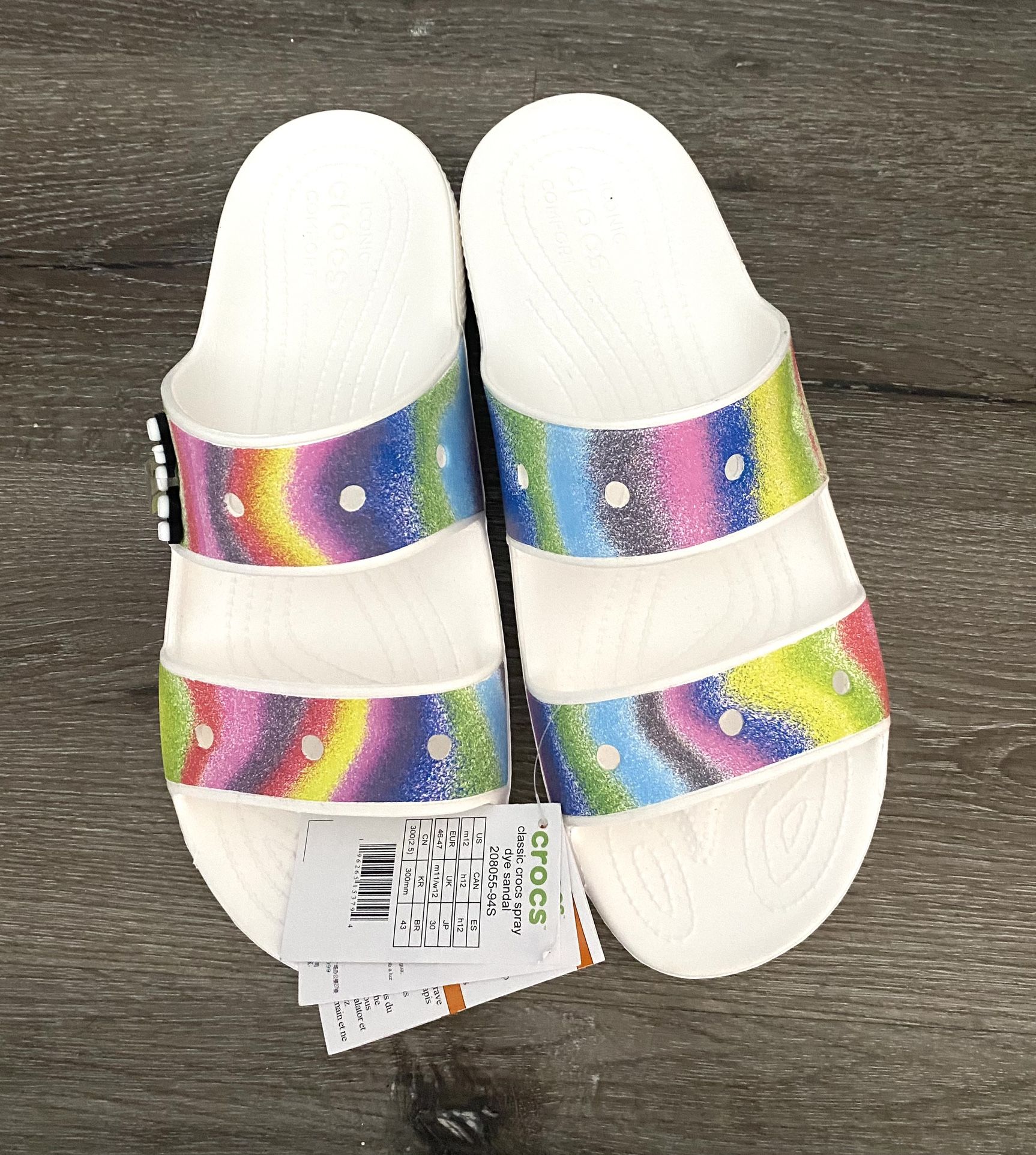 Crocs Classic Solarized Slides Women Size 12 Men Size 10 Tie Dye Sandals Unisex Crocs Classic Solarized Tie Dye Two Strap Slip On Sandals  main image 2