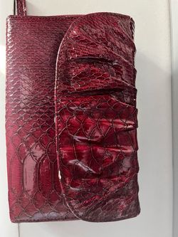 Red Snakeskin Embossed Clutch Wallet