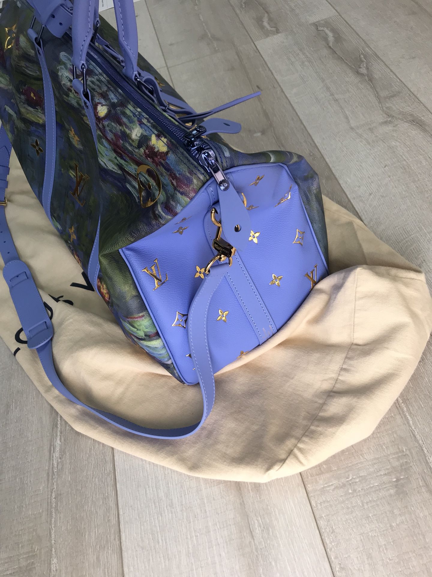 Louis Vuitton Keepall Bandouliere 50 Masters Jeff Koons Van Gogh Blue  Travel Bag