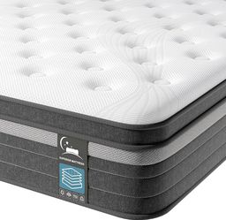 Full Size Mattress 10 inch,Gel Memory Foam and 7-Zone Pocket Spring Hybrid Mattress in a Box, Medium Firm