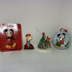 Lot of 4 Christmas Ornaments, Disney Bambi And Friends, Mickey, Toy Story