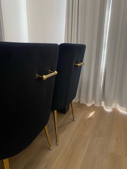 Black velvet dinning chairs with handle