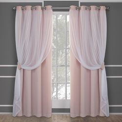 Pink and White Blackout Curtains 