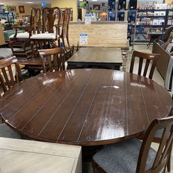 Round Dining Table Set w/ 6 Chairs