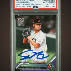 Yu Darvish Signed 2023 Topps Now WBC Champions  Team /25 WBCJPN-10 PSA 10 AUTO