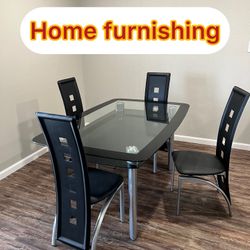 Furniture dining table with four chair