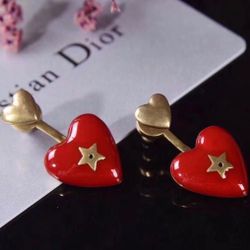 Christian Dior ❤️ Red Heart Star Earrings 