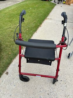 New rollator red with travel bag